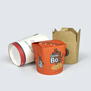 ZJPACK boîte de nouilles en papier d'emballage alimentaire biodégradable de qualité alimentaire boîte à emporter de nouilles d'impression