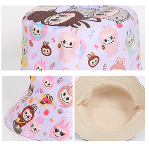 Unisex Labubu <b>Printed</b> Bucket <b>Hat</b> Lightweight Sunshade Stylish Outdoor Vacation Daily Fisherman <b>Hat</b> - Product Image 5