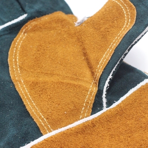 Guantes de soldadura de cuero dividido de vaca marrón Palma de cuero doble para chimenea Guantes DE TRABAJO DE SEGURIDAD resistentes al calor - Product Image 3
