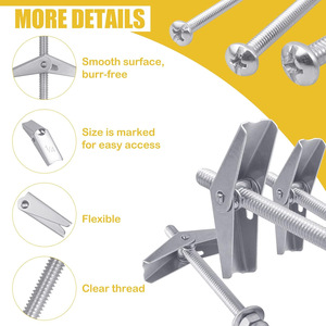 Baiguluo Expansion Bolt Set 48Pcs Metric Hammer Drive Anchors For Drywall And Hollow Walls Grade A Plain Carbon Steel - Product Image 3