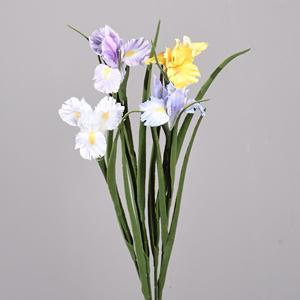 Flor Artificial de Iris Meng Jie, Color Morado Claro, Blanco y Amarillo, de Poliéster, para Decoración del Hogar y Arreglos de Boda - Product Image 1