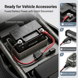 Câble de puissance à déconnexion rapide avec porte-fusible en ligne et borne annulaire en cuivre, faisant partie d'un faisceau de câbles SAE à 2 broches avec fusible, pour accessoires de véhicule - Product Image 4