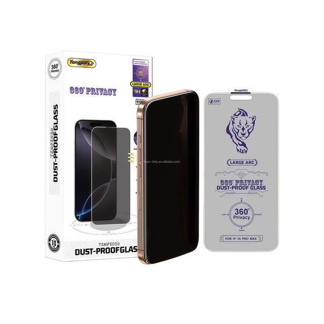 ESD Anti-static 3D Super Large Arc 360° Privacy Glass Screen Protector with Metal Dust-proof Net for Iphone 17 15 16 14 Pro Max