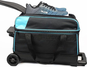 Brunswick, plusieurs sacs de bowling à roulettes pratiques avec une section spacieuse pour les chaussures, deux boules dans un sac de bowling rétro - Product Image 3