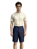 Pantaloncini Casual da Uomo 100% Tencel Stile Old Money Blu Navy, Freschi e Resistenti alle Pieghe per l'Estate