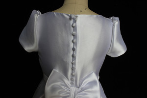 Vestido <span class=keywords><strong>de</strong></span> Niña <span class=keywords><strong>de</strong></span> las Flores D30814, Blanco Liso, Simple, con Mangas Abullonadas Pequeñas, Vestido <span class=keywords><strong>de</strong></span> Comunión para Banquete <span class=keywords><strong>de</strong></span> Boda - Product Image 4