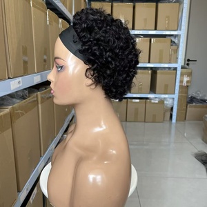 Perruque courte coupe pixie avec <span class=keywords><strong>bandeau</strong></span> pour femmes noires, expédition le jour même, perruques en <span class=keywords><strong>cheveux</strong></span> humains Remy, distributeur en gros de perruques - Product Image 1