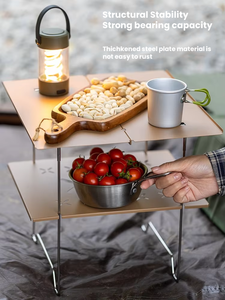 <span class=keywords><strong>Table</strong></span> de <span class=keywords><strong>camping</strong></span> pliante, <span class=keywords><strong>table</strong></span> de pique-nique compacte en métal à <span class=keywords><strong>double</strong></span> couche, <span class=keywords><strong>table</strong></span> de <span class=keywords><strong>camping</strong></span> portable pour l'extérieur - Product Image 3