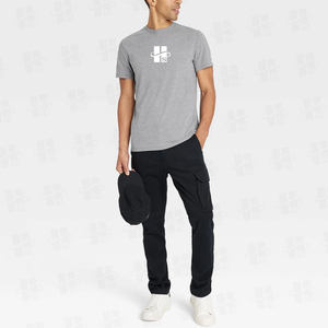 T-shirt basique pour homme en gris chiné, col rond, 180 g/m², léger, en coton mélangé doux, personnalisable, uniformes d'équipe - Product Image 2