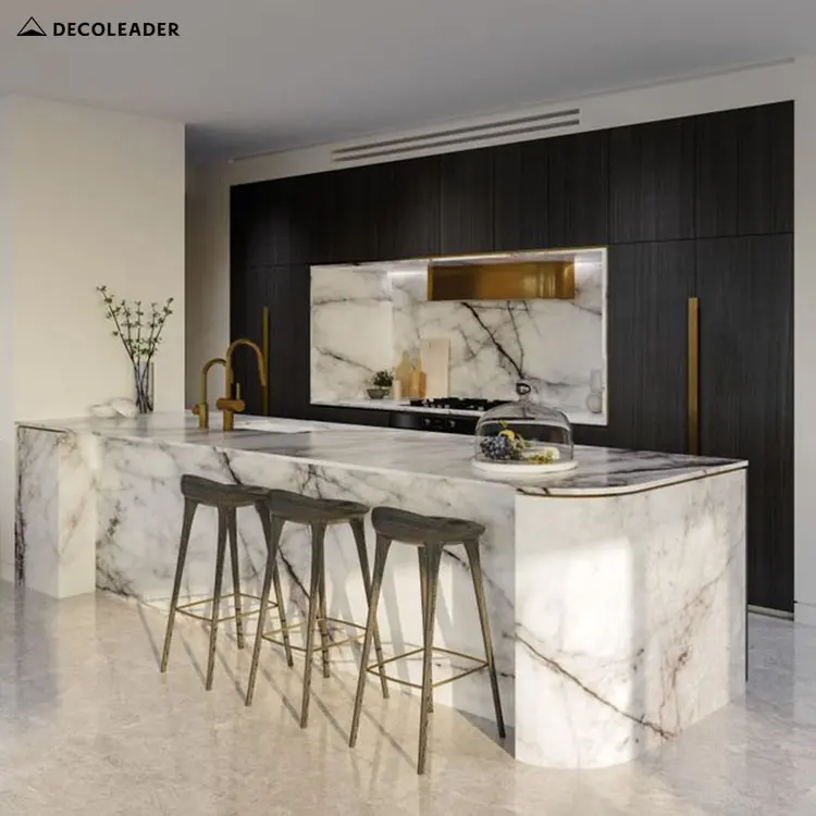 Estilo italiano design exclusivo cozinha com ilha curvada