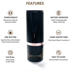 Buena Oferta, Cafetera Espresso con Logotipo Personalizado, Cafetera <span class=keywords><strong>de</strong></span> Cápsulas Instantánea, Mini Máquina USB para Exteriores, Portátil <span class=keywords><strong>de</strong></span> Aluminio para Viajes - Product Image 5