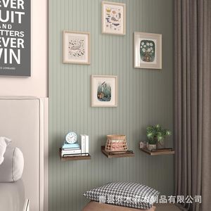 Wooden <b>Wall</b> <b>Mounted</b> <b>Shelf</b> Rectangle Single Tier Durable Solid Wood For Living Room Storage - Product Image 3