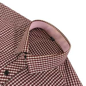 Económica de la alta calidad de los hombres rojo y blanco manga larga a cuadros camisa casual - Product Image 3