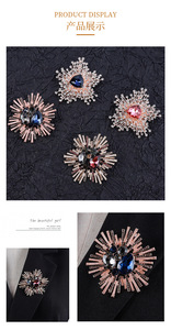 Flower Brooch Alloy Gold Plated Colourful Rhinestone Drilled Design Women Engagement Party Wedding Gift - Product Image 5