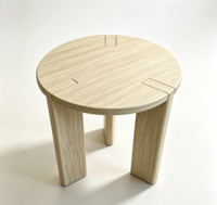 Table d'appoint ronde en chêne massif, avec assemblage à tenons apparents