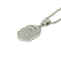 Nouvel accessoire hip-hop à la mode Collier à chaîne en corde en acier inoxydable de forme géométrique unique Pendentif en diamant plaqué or
