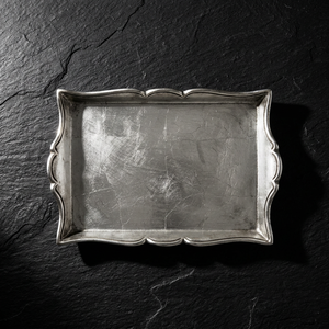 Plateau festonné Florentin en aluminium moulé, finition argent antique, plateau décoratif de luxe en métal, vente en gros, plateaux de service pour l'hôtellerie - Product Image 5