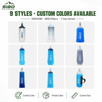 Bouteille d'eau pliable souple en TPU 500 ml sans BPA, gourde d'hydratation anti-fuite pour la course à pied, la randonnée et le cyclisme