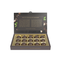 Boîte à chocolat en carton rigide personnalisée à 12 compartiments, boîte à macarons, boîte cadeau de fête, papier texturé gaufré, boîte à confiserie vide