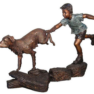 China Fabrik Förderung Bronze Junge mit Hund statue für verkauf - Product Image 2