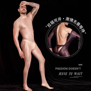Bas de corps pour hommes transfrontaliers <span class=keywords><strong>Sexy</strong></span> respirant haute élasticité soyeux léger non sensoriel gras fermeture à glissière arrière solide mise en forme du corps - Product Image 3