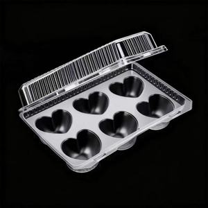 Barquette alimentaire thermoformée personnalisée en <span class=keywords><strong>PET</strong></span>, barquette en plastique transparent de qualité alimentaire à 6 compartiments pour gâteaux et desserts - Product Image 3
