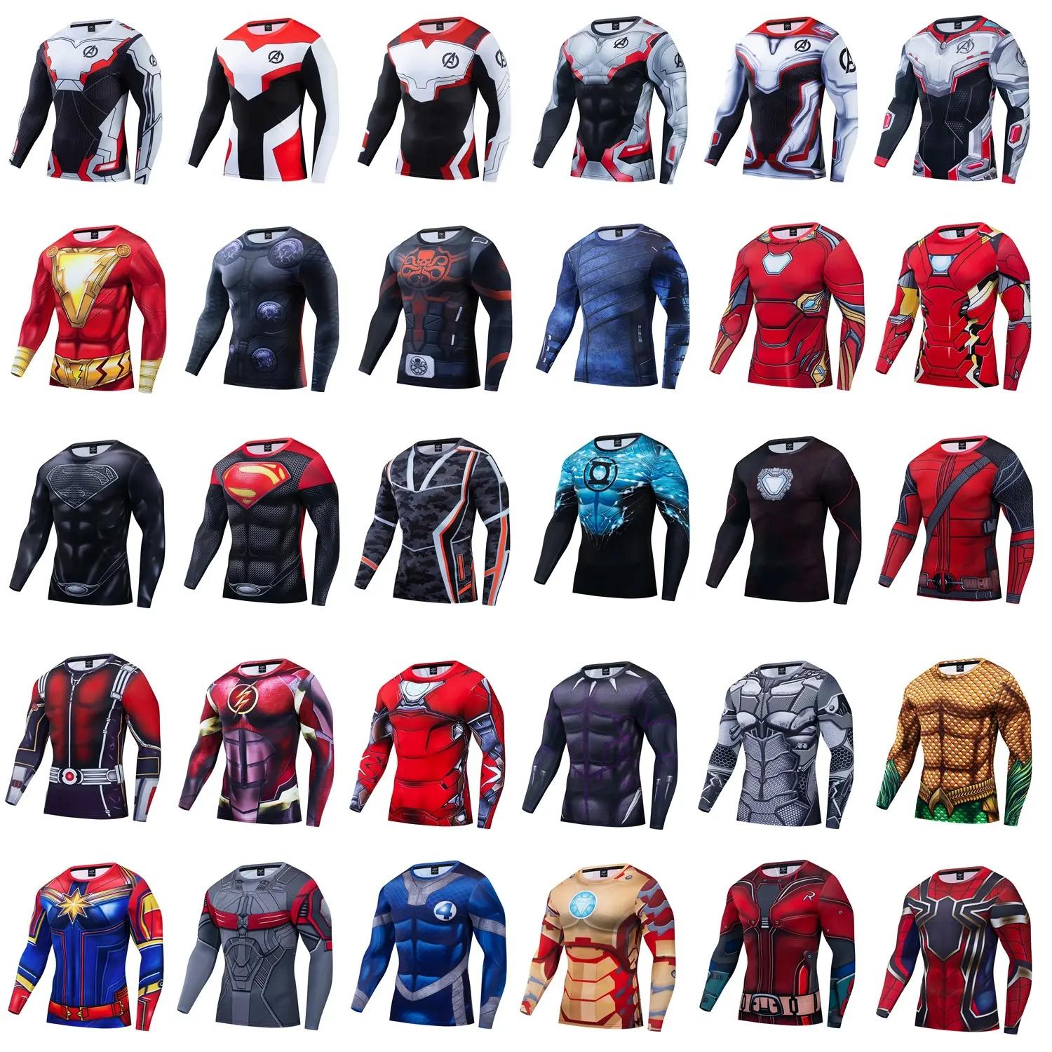 Wholesale Men's Clothes Cosplay Costume 3D Printed Marvel DC Panther Spider-Man Captain Black Long Sleeve Shirts