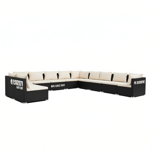 Ensemble de salon de jardin modulaire en rotin PE noir, mobilier d'extérieur, 10 places et plus, design contemporain - Product Image 1