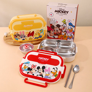Boîte à lunch en acier inoxydable 304, boîte bento divisée à l'épreuve des fuites, motif dessin animé Zootopia/<span class=keywords><strong>Mickey</strong></span>, pour enfants et employés de bureau - Product Image 5