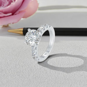Anel de Noivado Personalizado em Moissanite, Prata Esterlina 925, Banho de Ouro 18K, Joias de Luxo Certificadas GRA, VVS1 <span class=keywords><strong>1ct</strong></span>, Presente - Product Image 3