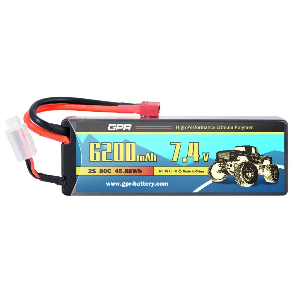 GPR Hard Case 80C 2S 6200mAh 7.4V Rc Lipo Car Truck Batteries Pack