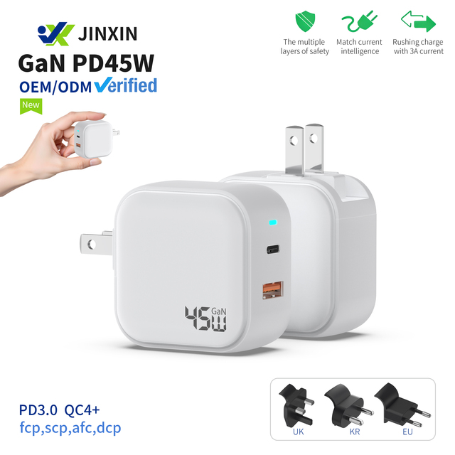 Best Quality 45W Fast Type C Charger US Plug Black and White USB-C Travel Adapter with OTP OVP Protection for Samsung Phones