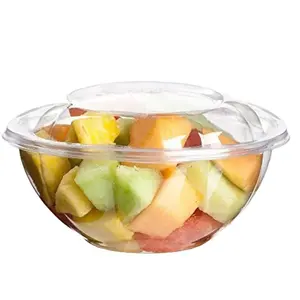 Saladeira tigela pla tampa tirar plástico salada pet box plástico fruta salada recipiente