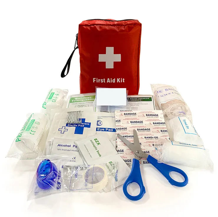 Fornisce kit di pronto soccorso medico per la casa kit di pronto soccorso in tessuto oxford rosso impermeabile per la sopravvivenza dei bambini con borse e buste