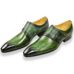 Mocasines de Hombre Hechos a Mano de Alta Calidad, Cuero Genuino Pintado a Mano, Clásicos de Moda para Negocios, Verde, Negro, Personalizados para Boda, Primavera - Product Image 1