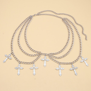 Fashion Body <b>Chain</b> Zinc Alloy <b>Cross</b> Pendant Multi Layer Waist <b>Chain</b> For Women Party Accessories - Product Image 3