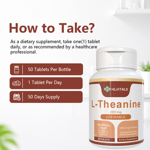 Tabletas Masticables de L-Teanina con Vitamina L OEM, Suplementos Cerebrales de L-Teanina para la Memoria y la Concentración - Product Image 6