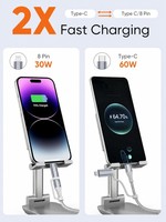 Câble USB C 2 en 1 CableCreation 6FT 60W 3A à charge rapide, cordon de données tressé en nylon pour appareils Type C et 8 broches