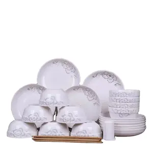 Manufacturer Wholesale Hotel White Ceramic with decal Dinner Porcelain Flat Sets ceramic plate dishes & plates