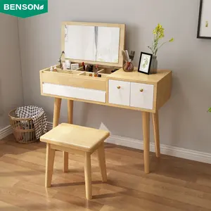Classic girls with stool modern Japanese french Nordic for bedroom dressing table with mirror and drawers and stool