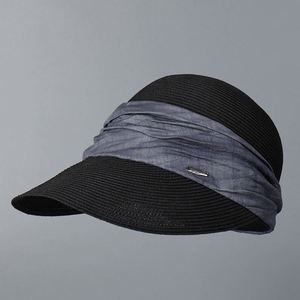 2025 New Spring Summer Retro Baseball Cap Women Fashion Large Brim Spliced Fabric <b>Sunscreen</b> Sun Hat - Product Image 6
