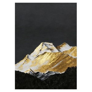 Peinture à l'huile abstraite Edooart, montagnes dorées sur fond noir, art mural moderne pour salon, entrée, décoration, effet 3D, fait main - Product Image 5
