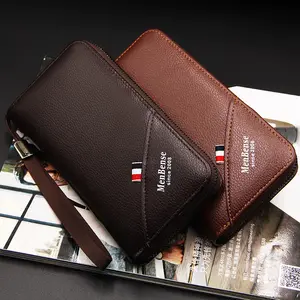 RU Custom Logo Men's Purse Large Capacity Mobile Phone Bag Men Fashion Long Business Zipper Clutch Wallet