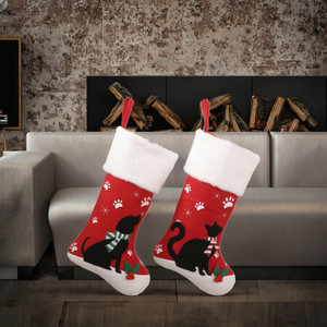 Chaussettes de Noël festives, décorations pour chiots et chatons, pendentifs pour arbre et cheminée, sacs à bonbons, sacs cadeaux pour décorations de fête - Product Image 3