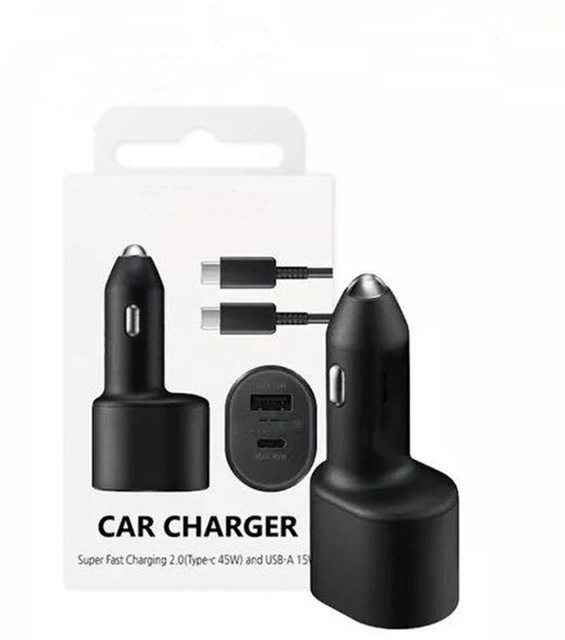 For Samsung Car Charger PD45W+USB15W QC4.0 Super Fast Dual Port USB Type C Car Charger USB C Adapter Quick Charging