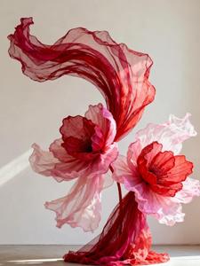Installation artistique géante en organza pour décor de scène d'entrée de mariage, banquets de fiançailles, vitrines de centres commerciaux - Product Image 2