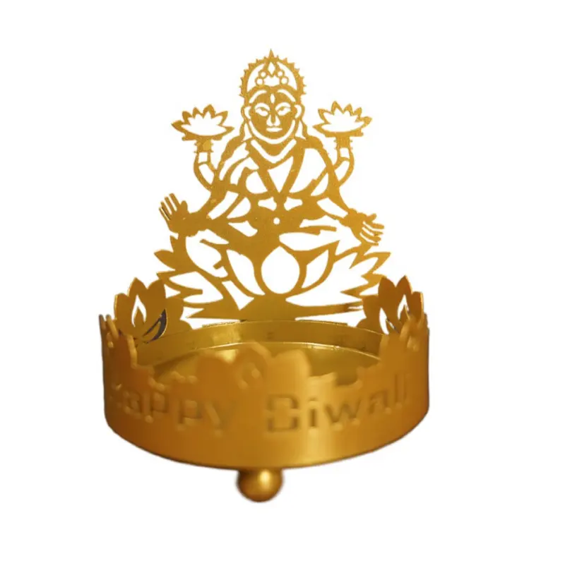 golden Ganesh shadow metal candle holder