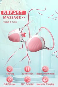 เครื่องดูดกระตุ้นหัวนมแบบสุญญากาศ 10 ระดับการสั่นสะเทือน พร้อมหัวนวด 2 คู่ สำหรับผู้หญิง - Product Image 5