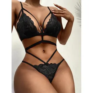 Hot Lady kỳ lạ đồ lót đồ lót push up bra Top + Hollow Out thongs Quần Lót Phụ nữ sexy ren đồ lót hai mảnh Bộ