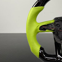 Volant en cuir vert à fond plat avec LED intelligentes personnalisées YZ, en fibre de carbone, pour Lamborghini Huracan LP640 LP650 LP670 Urus Upgrade
